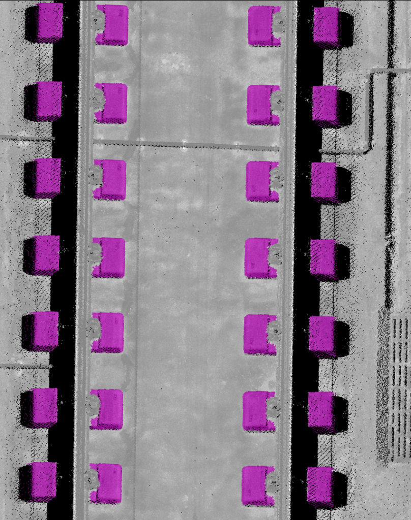Point Cloud Of Tunnel Groud With Classified Sleepers