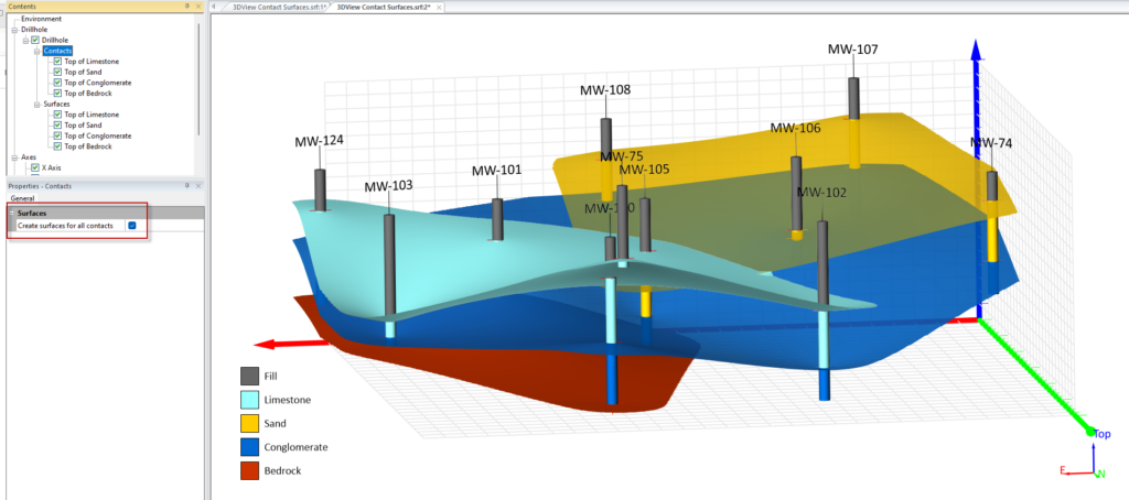 Surfer 3DView Contact Surfaces